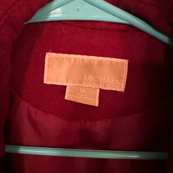 MK Michael Kors Coat Women Red Burgundy Maroon Wine Wool Peacoat - Picture 2 of 3